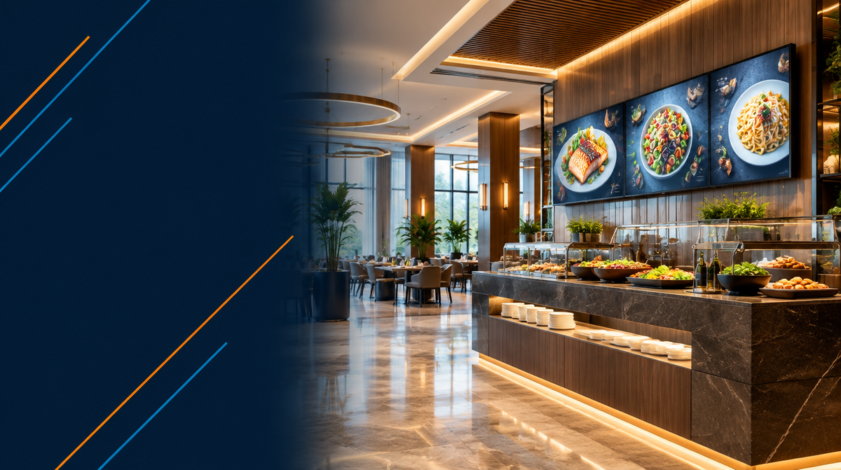 Restaurant Menu Board Solutions hero banner — Restaurant Menu Boards for Corporate AV's professional AV integration services across India