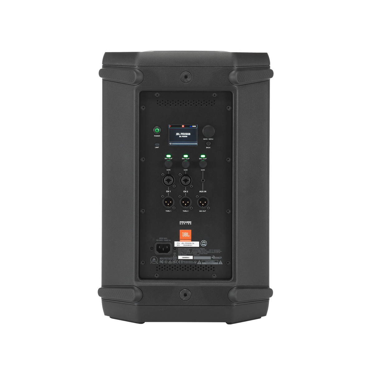 JBL PRX908 powered two-way 8-inch PA loudspeaker - rear view