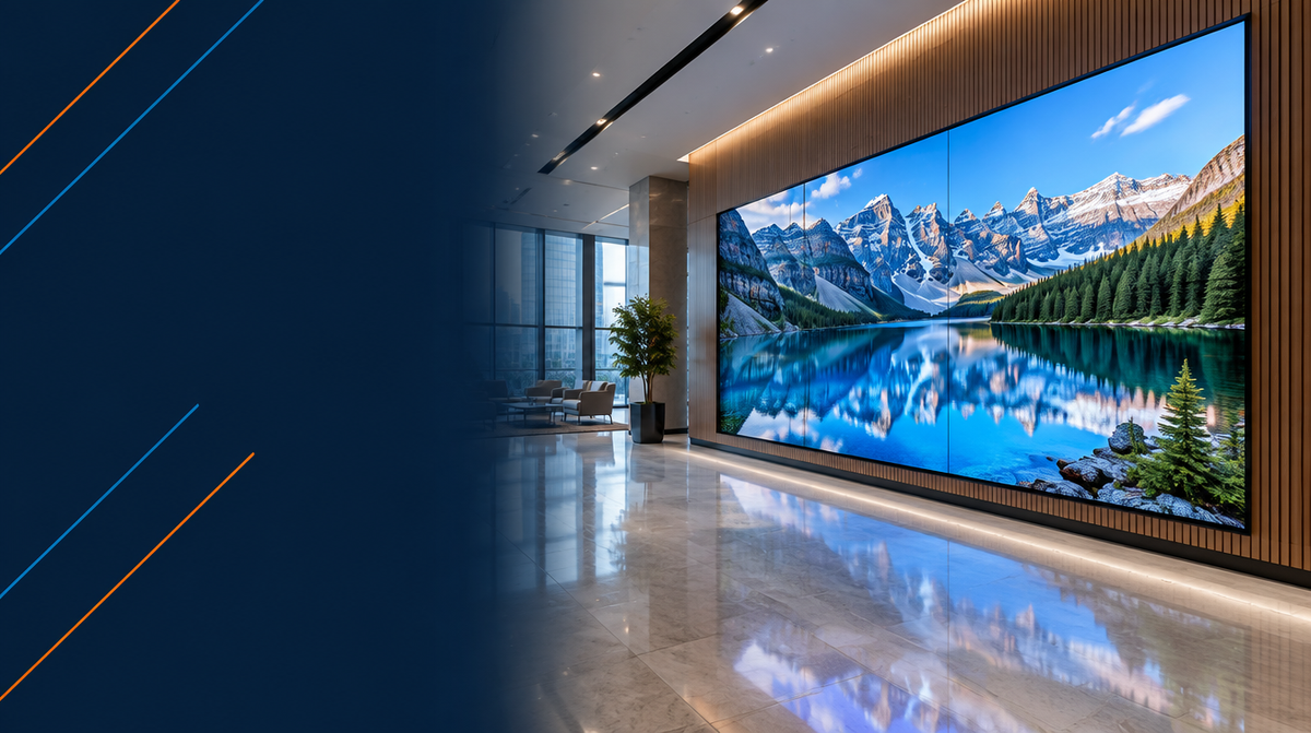 Fine-Pitch LED Display Solutions hero banner — Fine-Pitch LED for Corporate AV's professional AV integration services across India