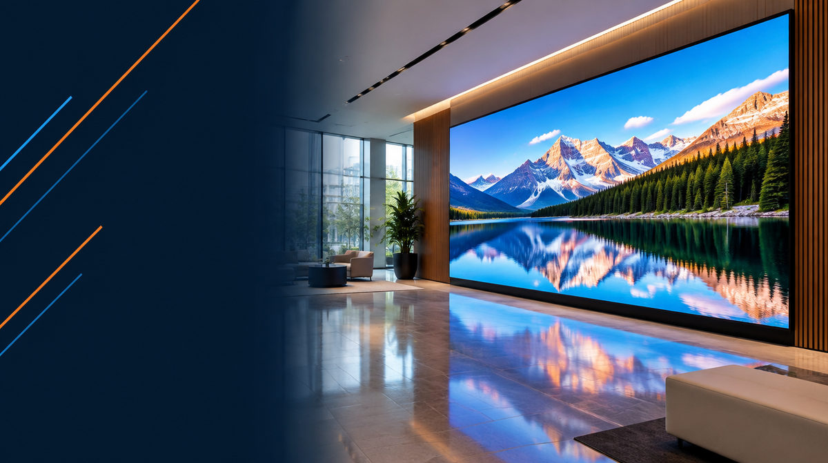Large-Format LED Display Solutions hero banner — Large-Format LED for Corporate AV's professional AV integration services across India
