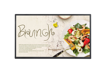 LG 32SM5J-B: 32 Inch Full HD Standard Signage Display with webOS 6.0 - front view with on-screen content (1 of 3)