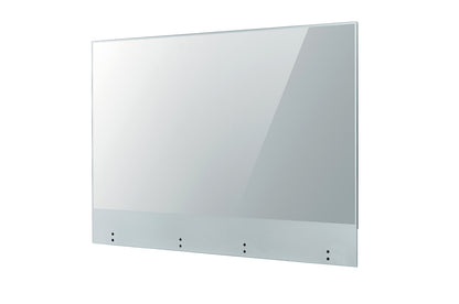 LG 55EW5TK-A: 55 Inch Transparent OLED Touch Signage Display - angled view (1 of 2)