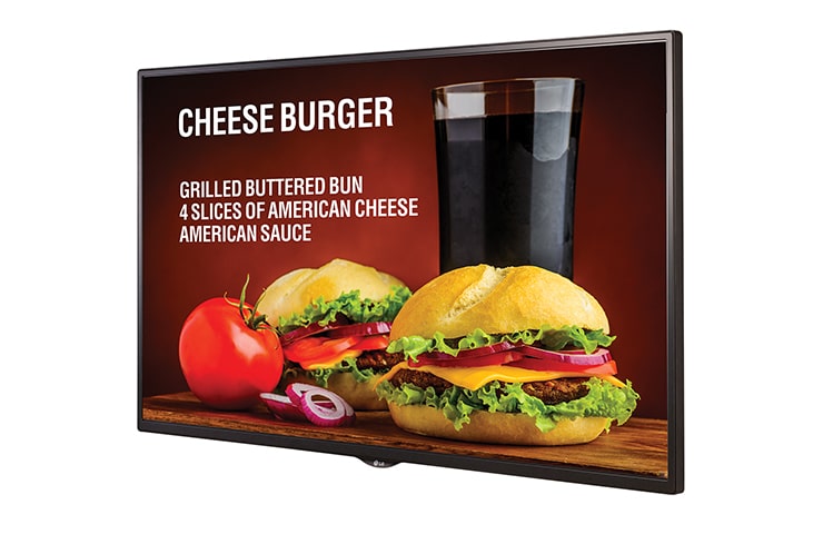 LG 55SM5KC: 55 Inch Digital Signage Display - front view with on-screen content
