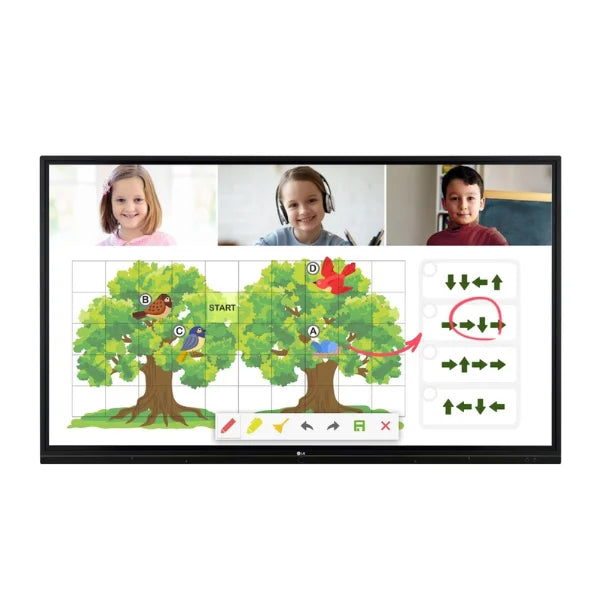 LG 55TR3BG: 55 Inch 4K UHD Interactive Digital Board - front view with on-screen content (2 of 2)