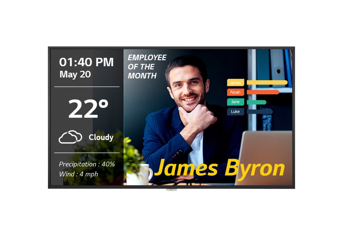 LG 55UM3DG-B: 55 Inch UHD Signage Display with Crestron and Cisco Certification - front view