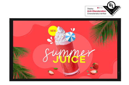 LG 55XE3P-B: 55 Inch Touch Outdoor Display with Anti-Discoloration Technology - front view with on-screen content