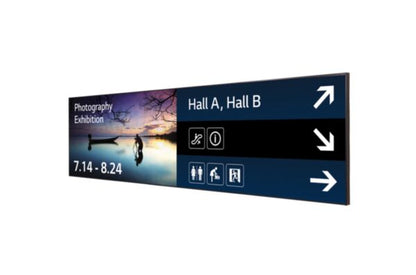 LG 88BH7D: 88 Inch Ultra Stretch Signage Display - front view with on-screen content