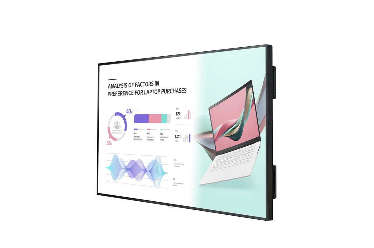 LG 98UH5J-H: 98 Inch High Haze UHD Standard Signage Display - side profile view (2 of 3)
