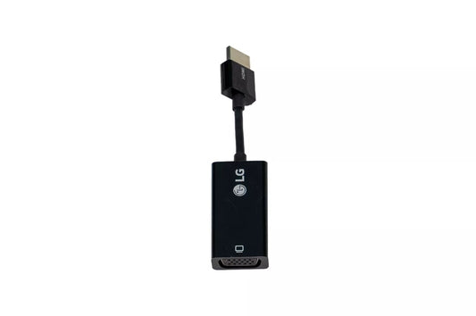 LG EAD64025801 black HDMI to VGA laptop cable adapter, front view, supplied in India