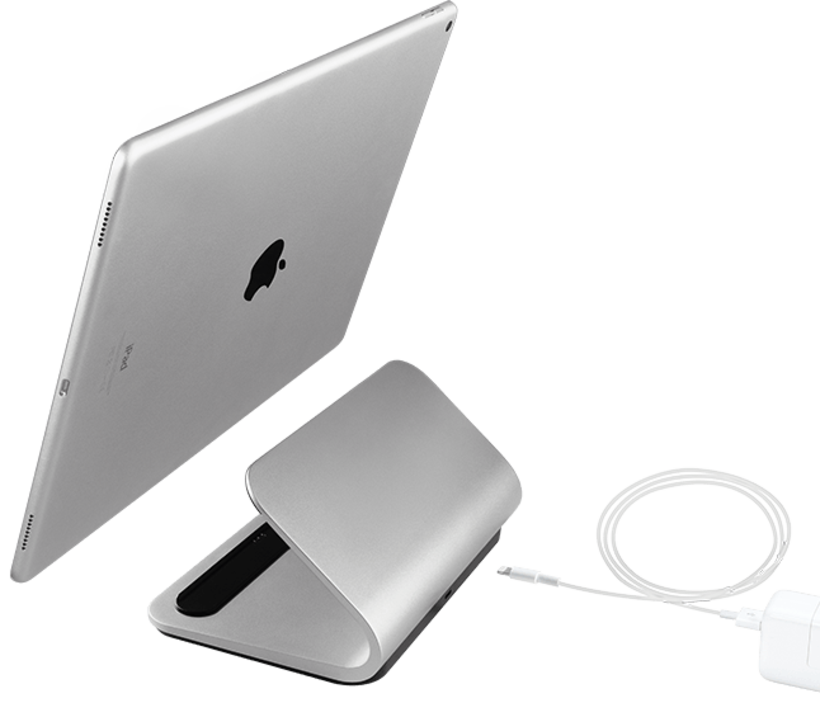 Logitech BASE: iPad Pro Charging Stand with Smart Connector - angled view