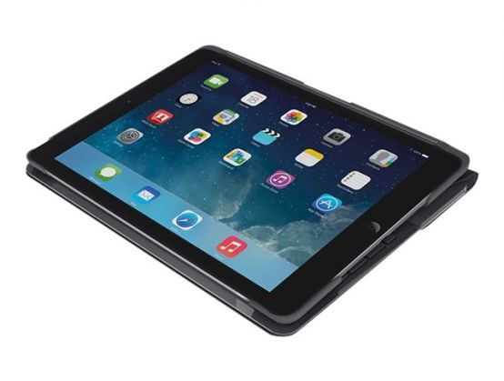 Logitech Canvas Keyboard Case: iPad Air 2 Carbon Black Bluetooth Cover - angled view