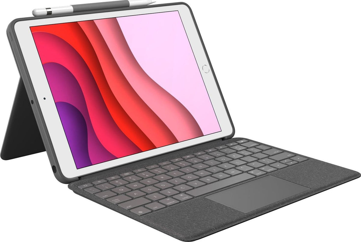 Logitech Combo Touch: Backlit Keyboard Case for iPad 7th, 8th and 9th Gen - front view