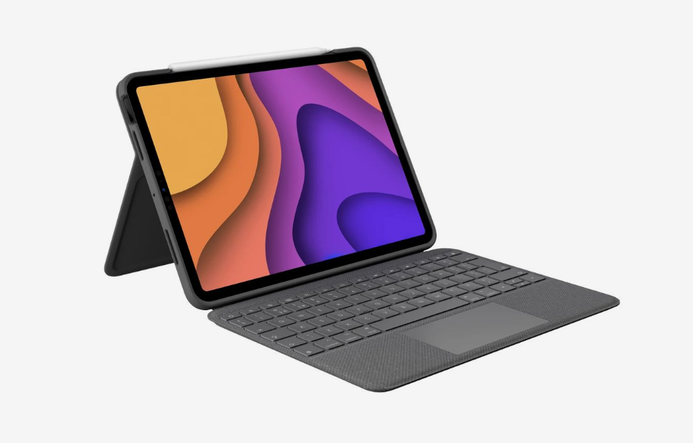 Logitech Combo Touch: iPad Air 4th/5th Gen Keyboard Case with Trackpad in Grey (UK Layout) - angled view (2 of 2)