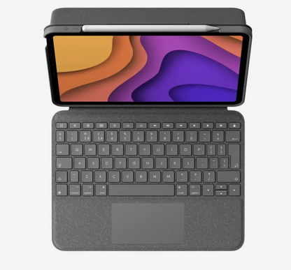 Logitech Combo Touch: iPad Air 4th/5th Gen Keyboard Case with Trackpad in Grey (UK Layout) - front view