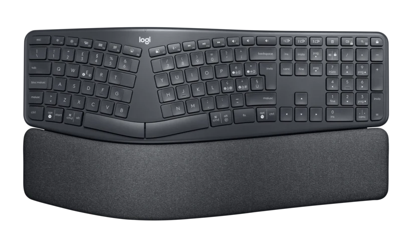 Logitech Ergo K860 for Business: Split Ergonomic Wireless Keyboard - angled view