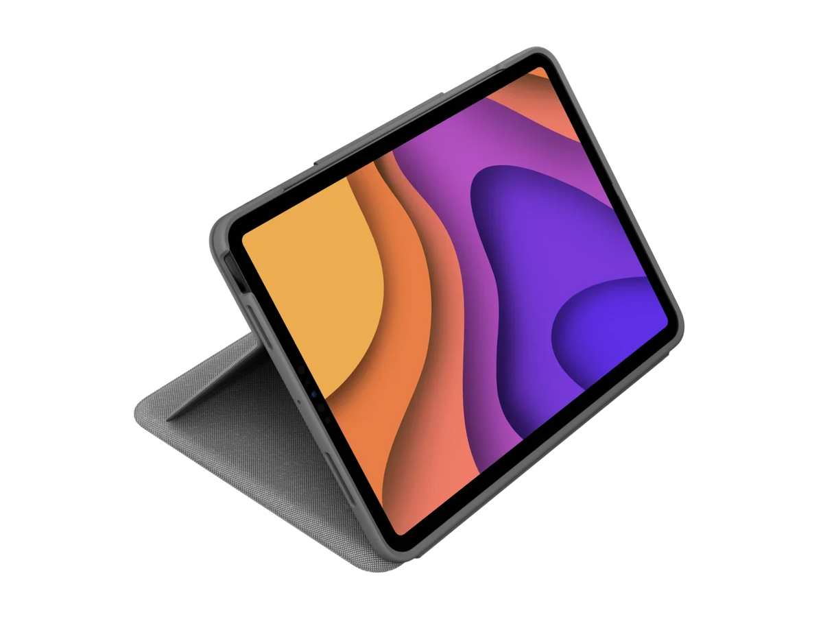 Logitech Folio Touch: Backlit Keyboard Case with Trackpad for iPad Air 4th and 5th Gen - angled view