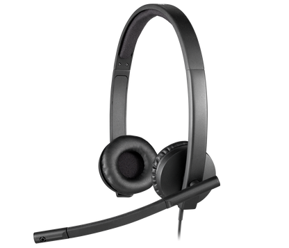 Logitech H570e Stereo: Wired USB Business Headset with Noise Canceling Mic - front view