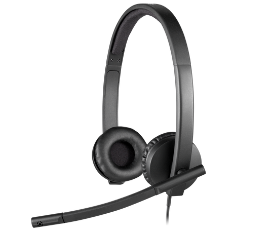 Logitech H570e Stereo: Wired USB Business Headset with Noise Canceling Mic - front view