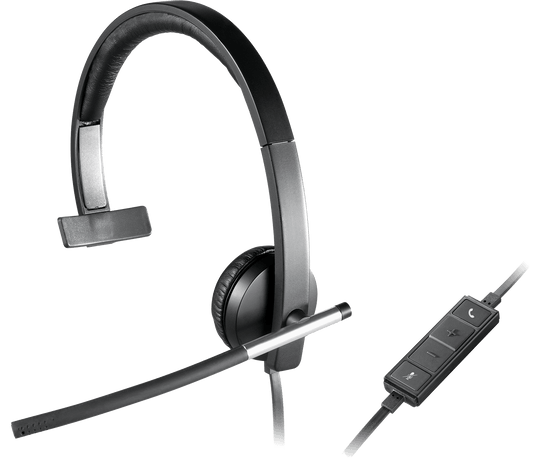 Logitech H650e Mono: USB Wired Headset with Rotating Noise Canceling Boom Mic - front view