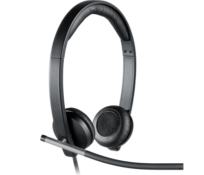 Logitech H650e Stereo: Wired USB Business Headset with Noise Cancelling Mic - front view