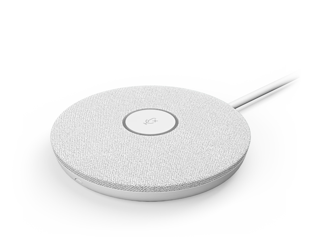 Logitech Rally Mic Pod: Expansion Microphone for Rally Systems - front view in off-white
