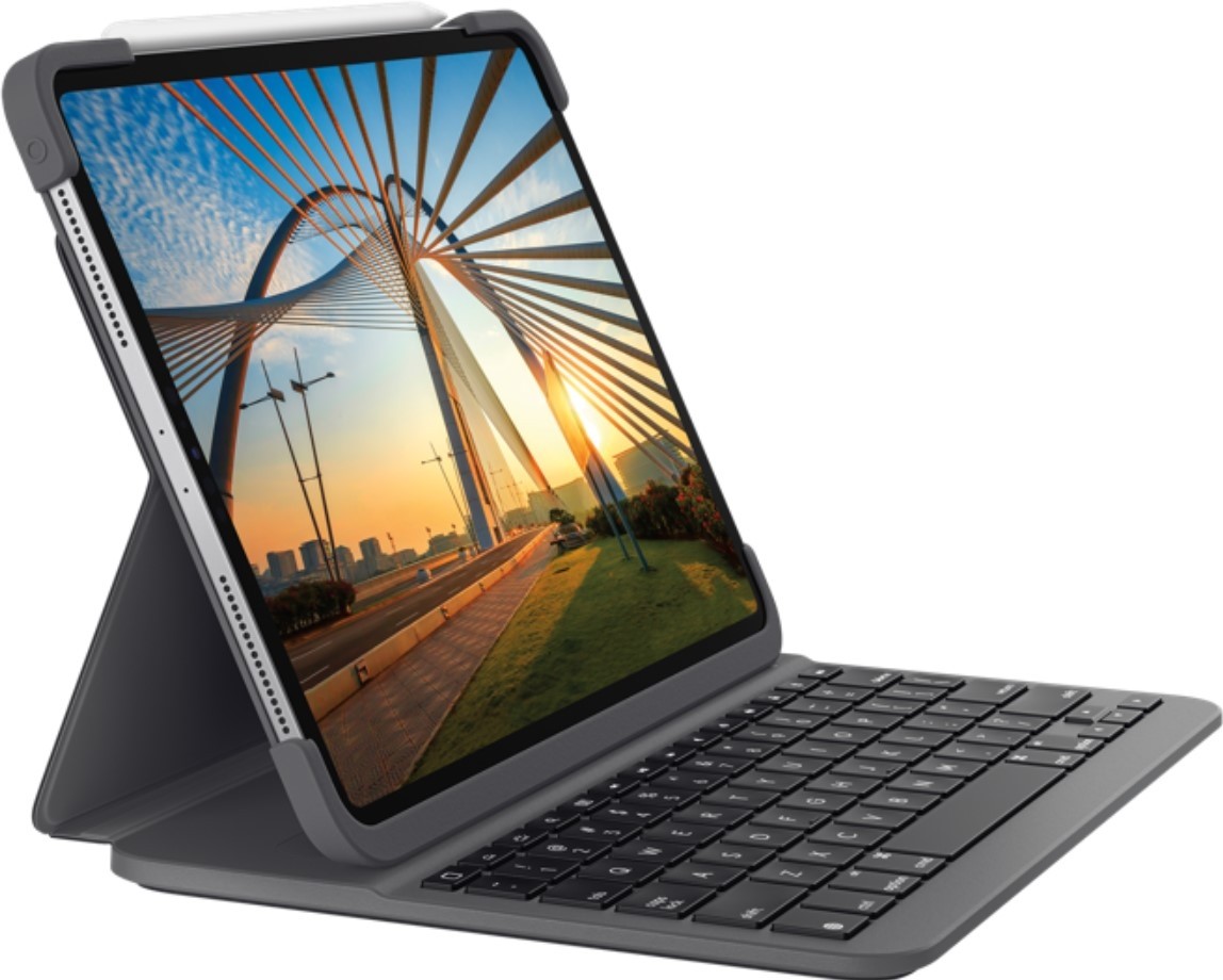 Logitech Slim Folio Pro: Backlit Keyboard Case for iPad Pro 12.9 Inch - front view