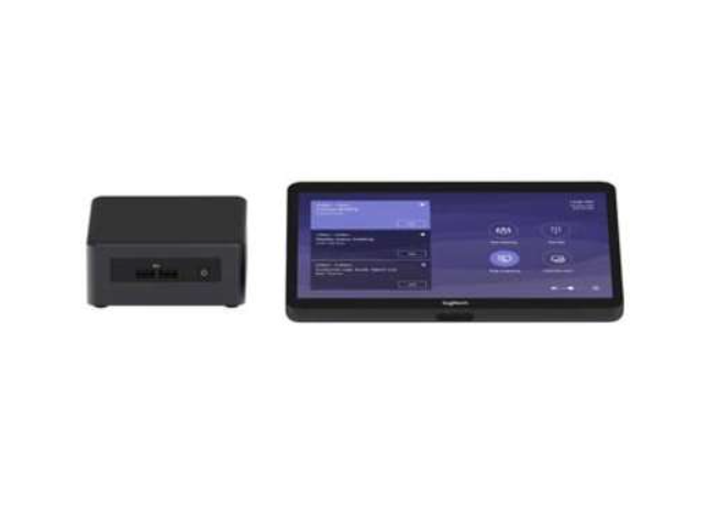 Logitech Tap for Microsoft Teams Rooms Base Bundle: Tap and Intel NUC - front view