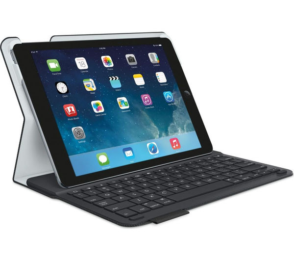 Logitech Type+ Folio Keyboard Case: iPad Air 2 Bluetooth Cover in Black - angled view (1 of 2)
