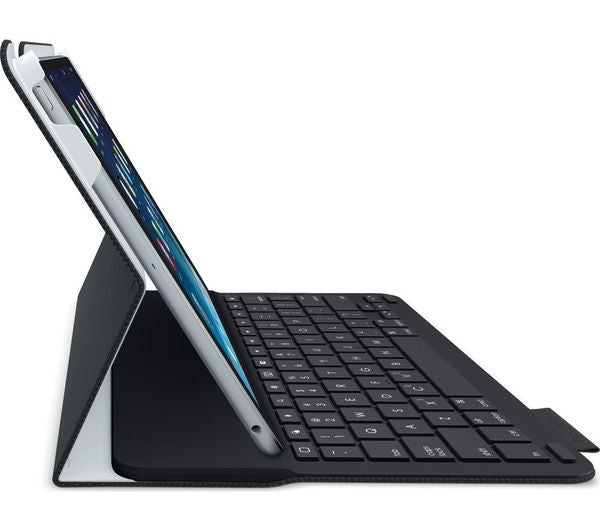 Logitech Type+ Folio Keyboard Case: iPad Air 2 Bluetooth Cover in Black - angled view (2 of 2)