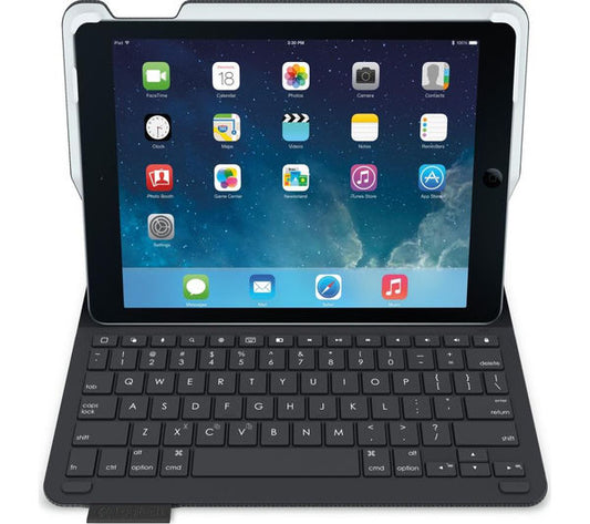 Logitech Type+ Folio Keyboard Case: iPad Air 2 Bluetooth Cover in Black - front view
