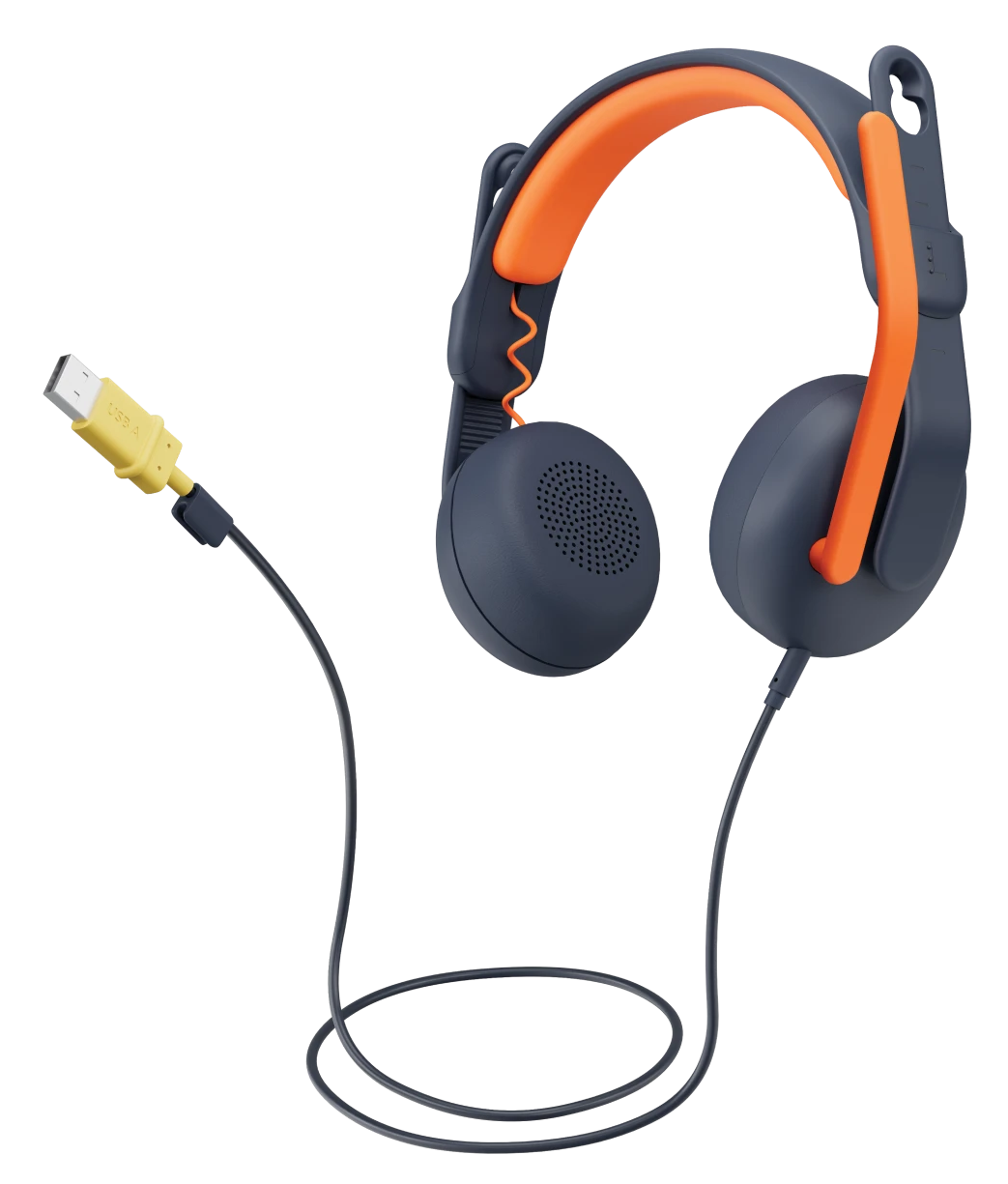 Logitech Zone Learn: On-Ear Wired Headset for Learners in Classic Blue - angled view (1 of 3)