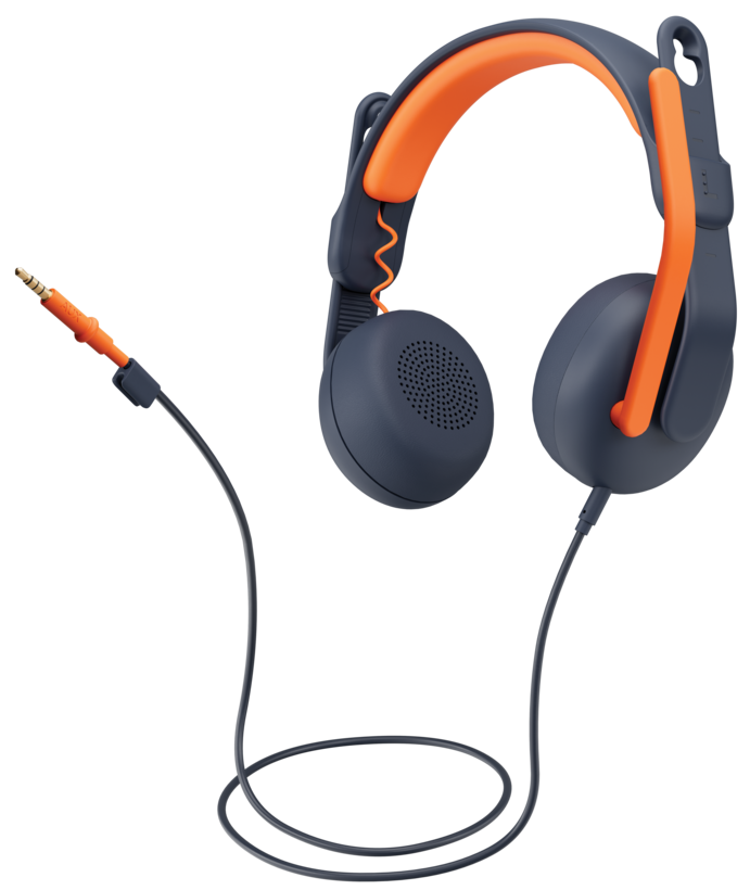 Logitech Zone Learn: On-Ear Wired Headset for Learners in Classic Blue - angled view (2 of 3)