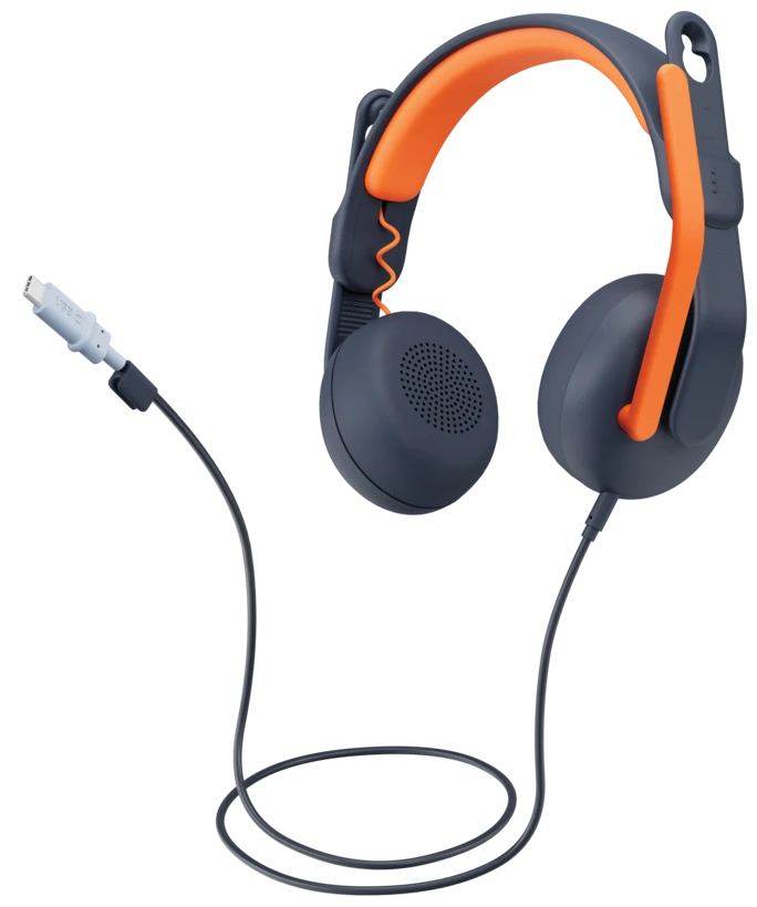 Logitech Zone Learn: On-Ear Wired Headset for Learners in Classic Blue - angled view (3 of 3)