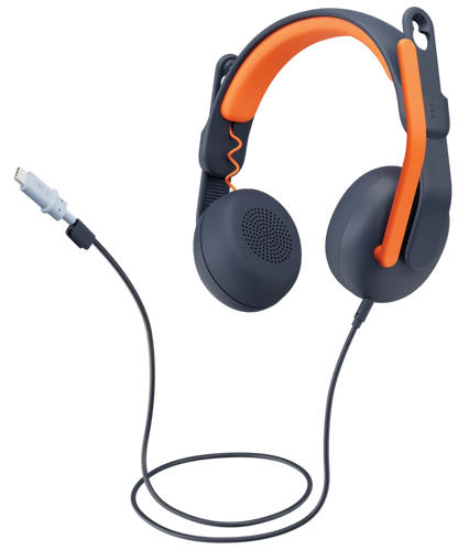 Logitech Zone Learn: On-Ear Wired Headset for Learners in Classic Blue - angled view (3 of 3)