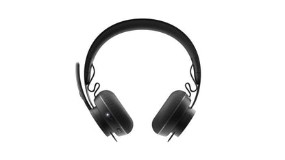 Logitech Zone Wireless Plus UC Headset: Wireless Noise Cancelling Headset for Business Calls - angled view