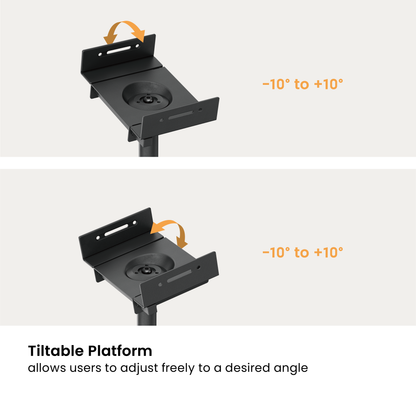 Lumi BS-75 speaker floor stand showing the tilt adjustment