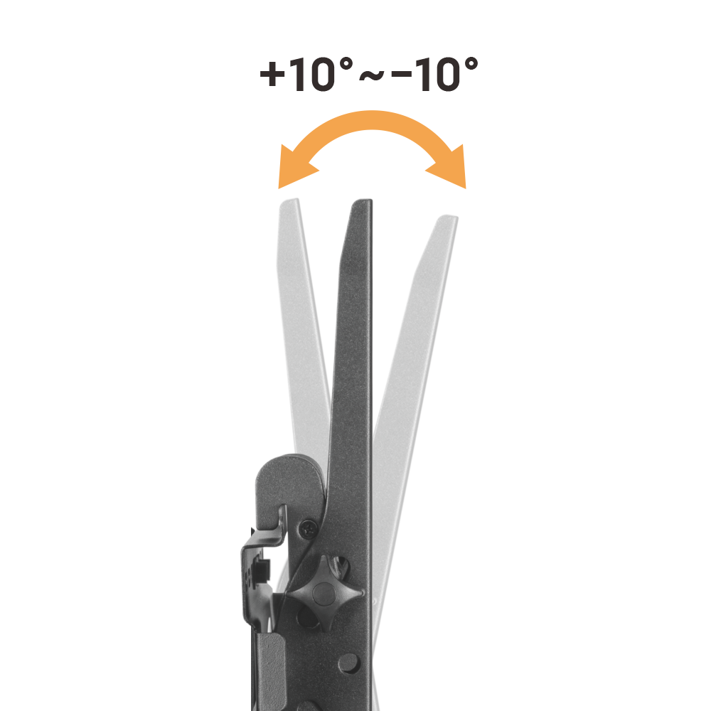 Lumi FS22-44TW TV cart showing the tilt adjustment