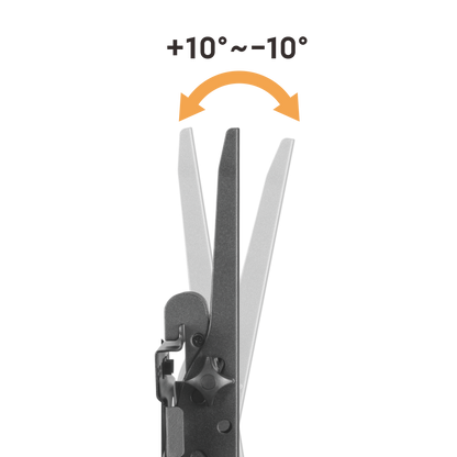 Lumi FS22-44TW TV cart showing the tilt adjustment