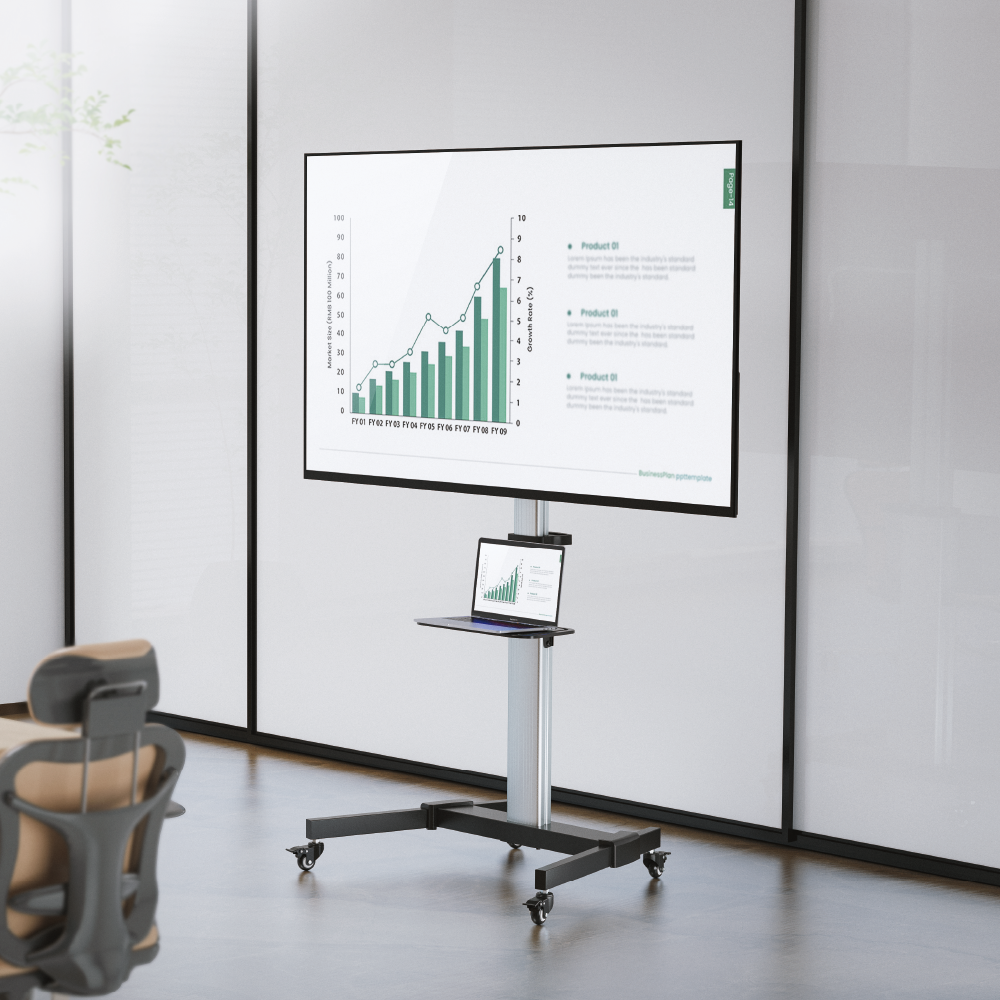 Lumi FS44-46TW TV cart installed with a TV in a meeting or classroom setting