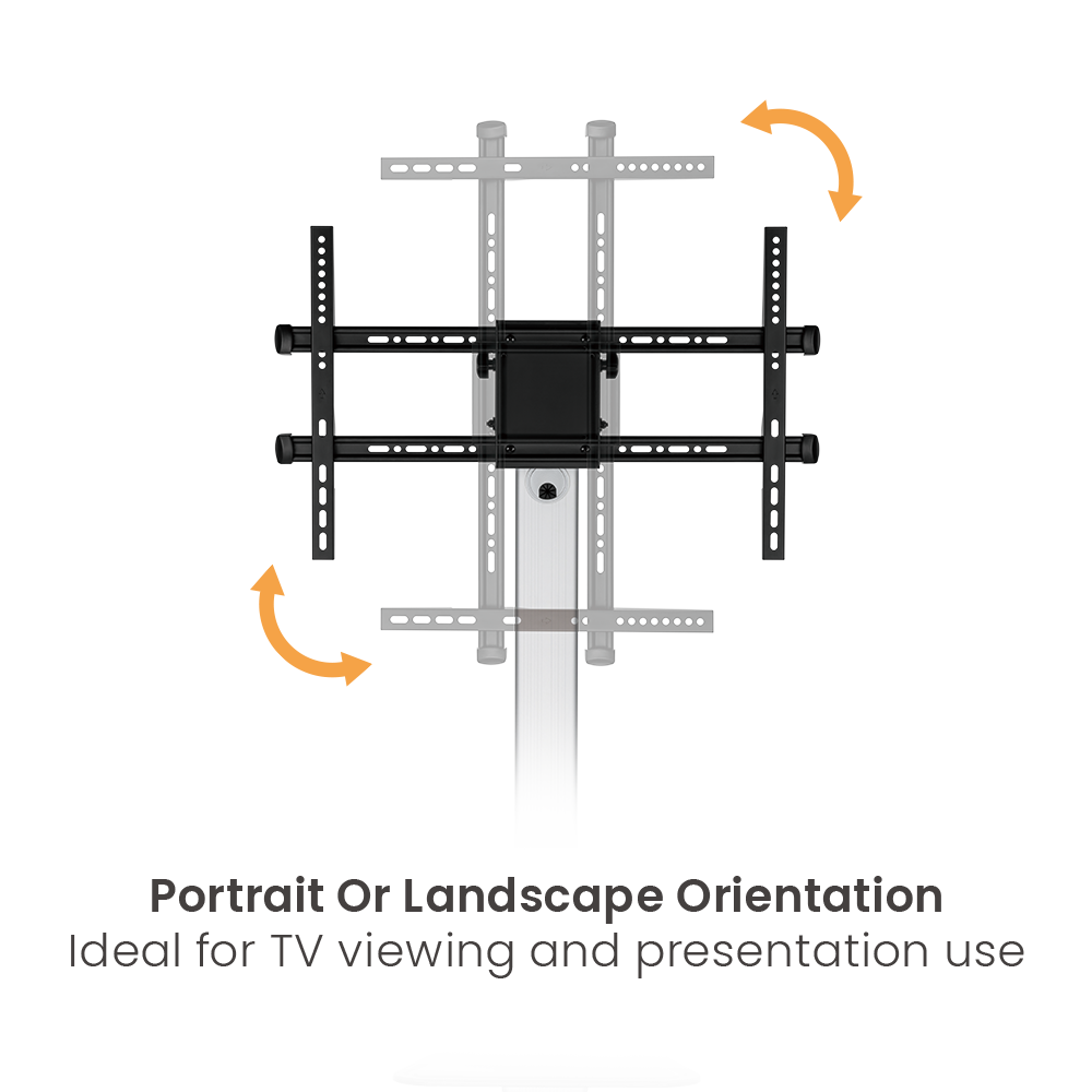 Lumi FS44-46TW TV cart showing portrait and landscape screen rotation