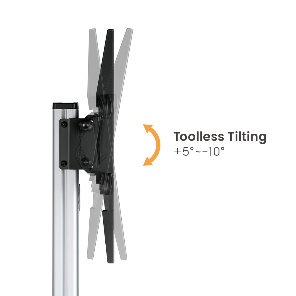 Lumi FS44-46TW TV cart showing the tilt adjustment