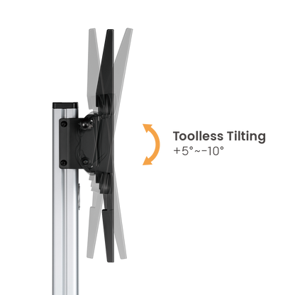 Lumi FS44-46TW TV cart showing the tilt adjustment