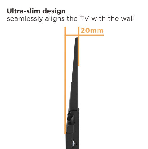 Side profile of the Lumi KL32-46F fixed TV wall mount showing its slim depth from the wall