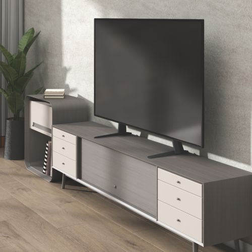 Lumi LDT03-21L TV tabletop stand installed with a TV on a console in a living space