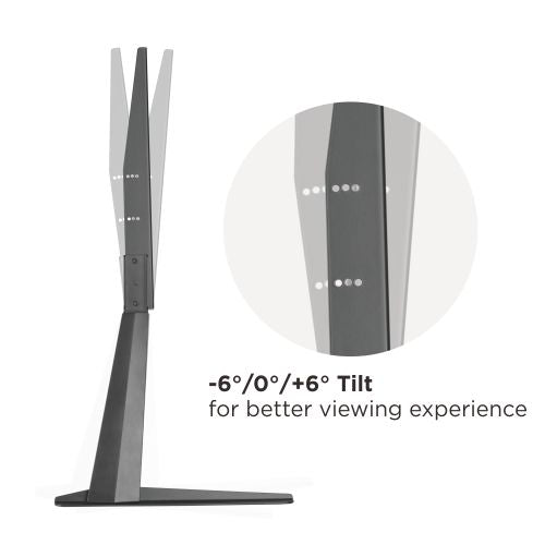 Lumi LDT03-21L TV tabletop stand showing the tilt adjustment