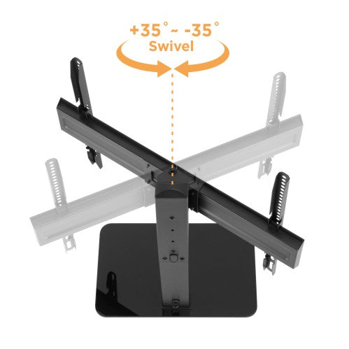 Lumi LDT03-23L TV tabletop stand showing the swivel movement