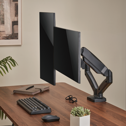 Lumi LDT13-C024E mechanical spring monitor arm installed holding a monitor on a desk in an office setup