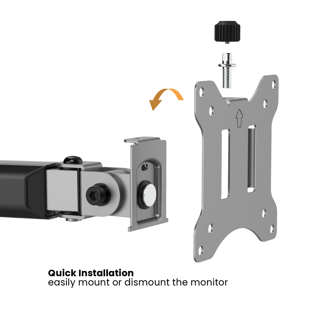 Lumi LDT55-C024 articulating monitor arm VESA plate with keyhole slots for attaching a monitor