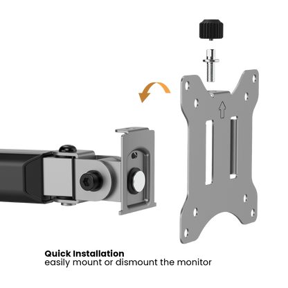 Lumi LDT55-C024 articulating monitor arm VESA plate with keyhole slots for attaching a monitor