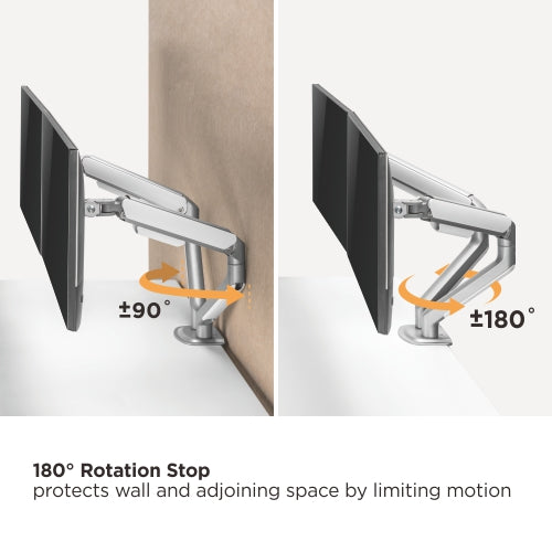 Lumi LDT63-C024 mechanical spring monitor arm showing the monitor rotation